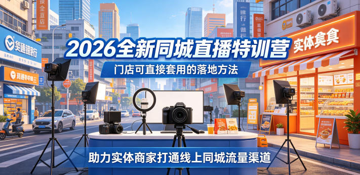 2026全新同城直播特训营，门店可直接套用的落地方法，助力实体商家打通线上同城流量渠道-e家网