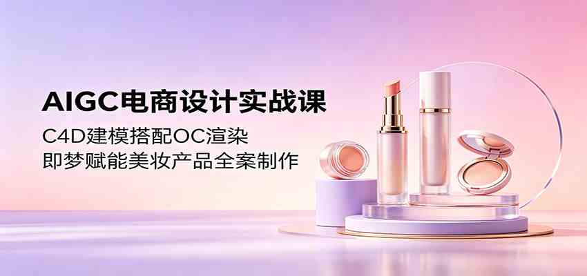 AIGC电商设计实战课：C4D建模搭配OC渲染，即梦赋能美妆产品全案制作-e家网