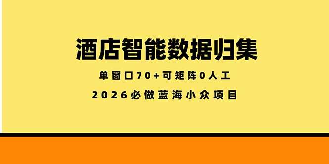 （18500期）酒店智能数据归集，小众蓝海已经稳定半年之久，单窗口70+零成本矩阵开干-e家网
