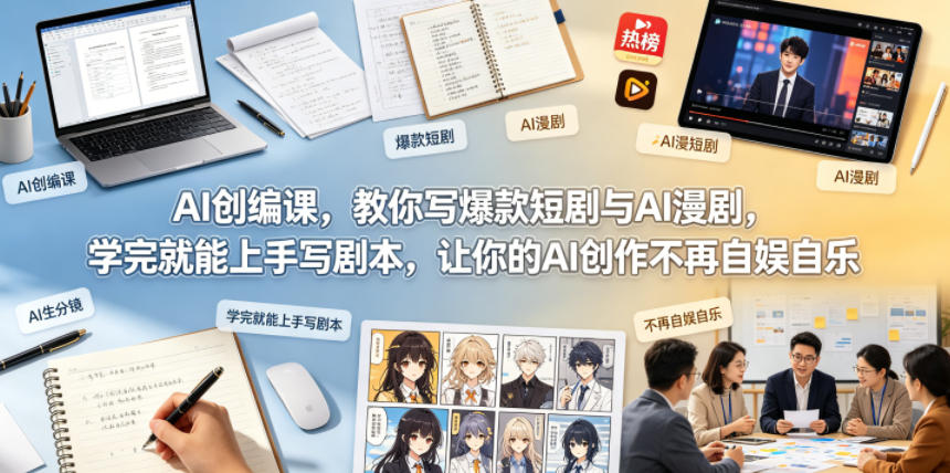AI创编课，教你写爆款短剧与AI漫剧，学完就能上手写剧本，让你的AI创作不再自娱自乐-e家网