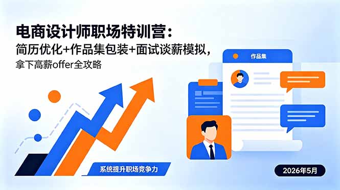 电商设计师职场特训营：简历优化+作品集包装+面试谈薪模拟，拿下高薪offer全攻略-e家网