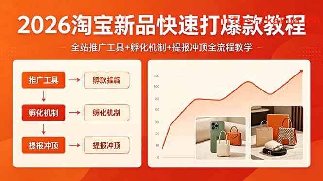 （18422期） 2026淘宝新品快速打爆款教程，全站推广工具+孵化机制+提报冲顶全流程教学-e家网