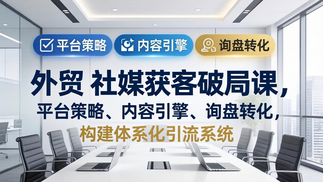 外贸 社媒获客破局课，平台策略、内容引擎、询盘转化，构建体系化引流系统(更新26年3月-e家网