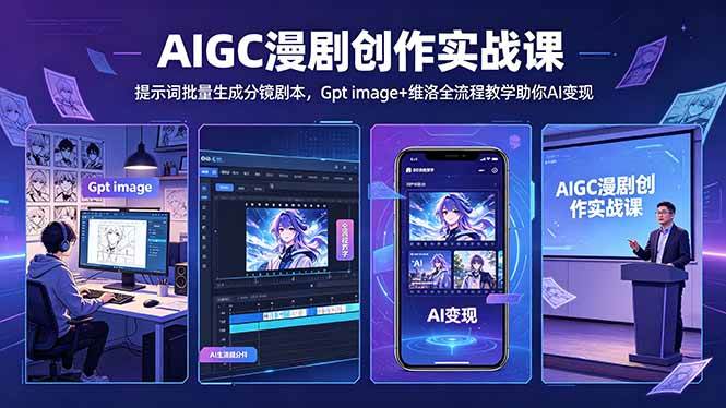 （18482期）AIGC漫剧创作实战课-更新5月16，提示词批量生成分镜剧本，Gpt image+维洛全流程教学助你AI变现-e家网