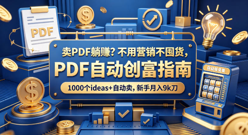 卖PDF躺賺？不用营销不囤货，PDF自动创富指南，1000个ideas+自动卖，新手月入9k刀【原创双语字幕】-e家网