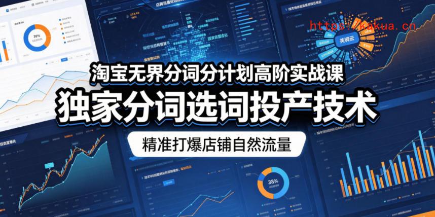 淘宝无界分词分计划高阶实战课，独家分词选词投产技术，精准打爆店铺自然流量-e家网