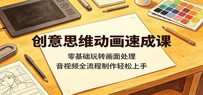 创意思维动画速成课：零基础玩转画面处理，音视频全流程制作轻松上手-e家网