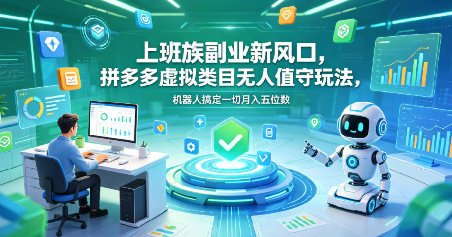 上班族副业新风口，拼多多虚拟类目无人值守玩法，机器人搞定一切月入五位数【揭秘】-e家网