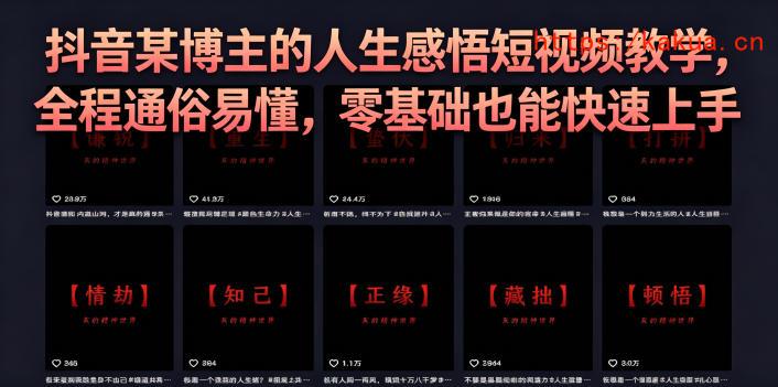 抖音某博主的灰太狼人生感悟短视频教学，全程通俗易懂，零基础也能快速上手-e家网