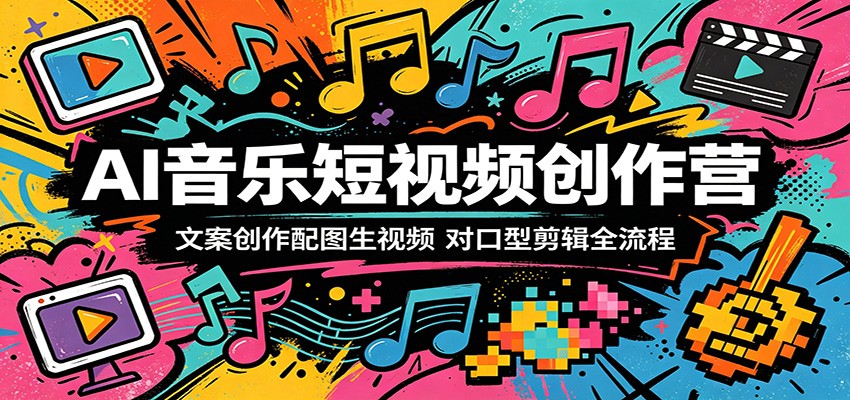 AI音乐短视频创作营：文案创作配图生视频，对口型剪辑全流程-e家网
