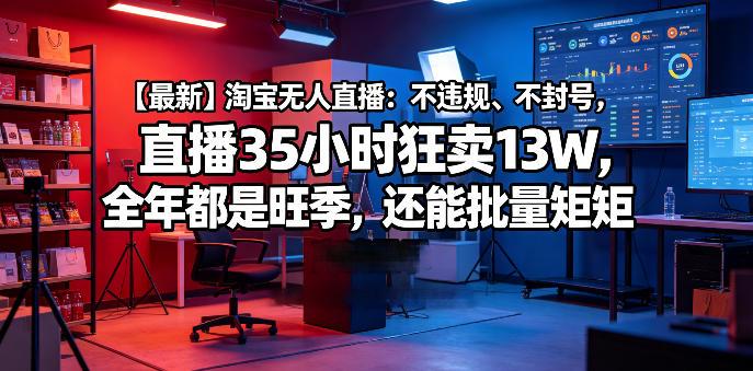 【最新】淘宝无人直播：不违规、不封号，直播35小时狂卖13W，全年都是旺季，还能批量矩阵操作【揭秘】-e家网