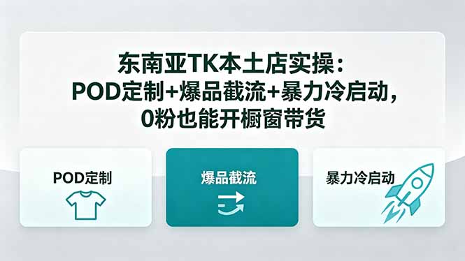 东南亚TK本土店实操：POD定制+爆品截流+暴力冷启动，0粉也能开橱窗带货-e家网