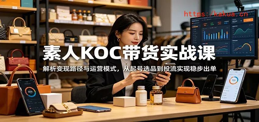 素人KOC带货实战课：解析变现路径与运营模式，从起号选品到投流实现稳步出单-e家网