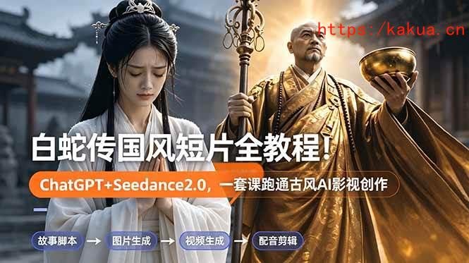 （18737期）白蛇传-国风短片全教程！ChatGPT+Seedance2.0，一套课跑通古风AI影视创作-e家网