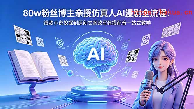 80w粉丝博主亲授仿真人AI漫剧全流程：爆款小说挖掘到原创文案改写建模配音一站式教学-e家网