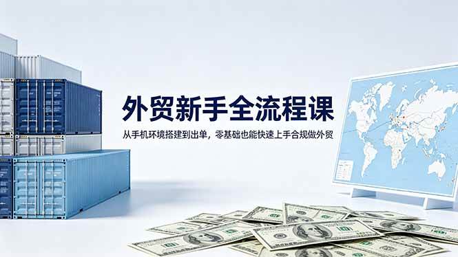 （18481期）外贸新手全流程课：从手机环境搭建到出单，零基础也能快速上手合规做外贸-e家网