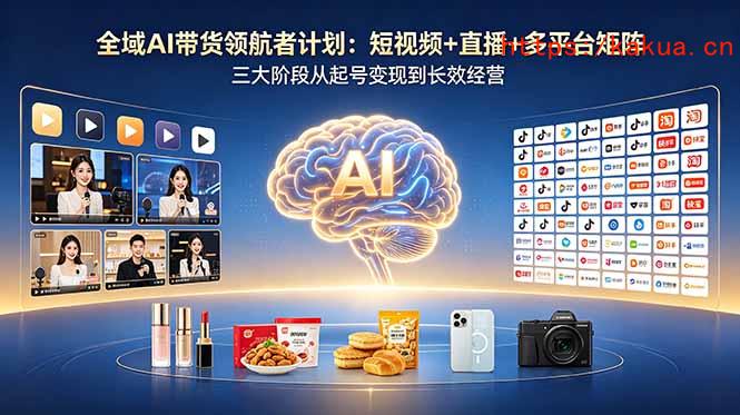 全域AI带货领航者计划：短视频+直播+多平台矩阵，三大阶段从起号变现到长效经营-e家网