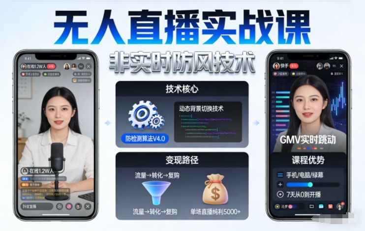 宝子哥无人直播实战课，非实时防风技术，聚焦抖音快手等平台直播带货，轻松开启直播变现之路（更新2026年5月17日）-e家网