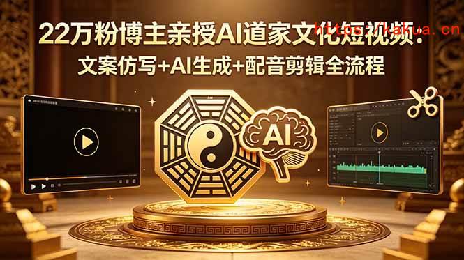 （18580期）22万粉博主亲授AI道家文化短视频：文案仿写+AI生成+配音剪辑全流程-e家网
