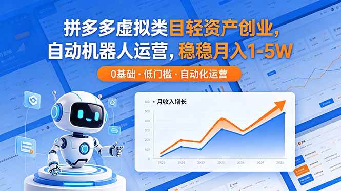 （18466期）拼多多虚拟类目轻资产创业，自动机器人运营，稳稳月入 1-5W-e家网
