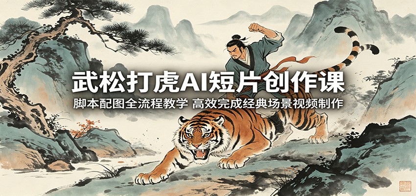 武松打虎AI短片创作课：脚本配图全流程教学，高效完成经典场景视频制作-e家网