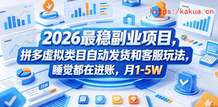 2026最稳副业项目，拼多多虚拟类目自动发货和客服玩法，睡觉都在进账，月1-5W【揭秘】-e家网
