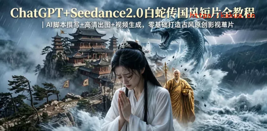 ChatGPT+Seedance2.0白蛇传国风短片全教程｜AI脚本撰写+高清出图+视频生成，零基础打造古风原创影视短片-e家网