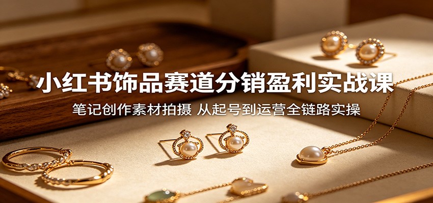 小红书饰品赛道分销盈利实战课：笔记创作素材拍摄，从起号到运营全链路实操-e家网