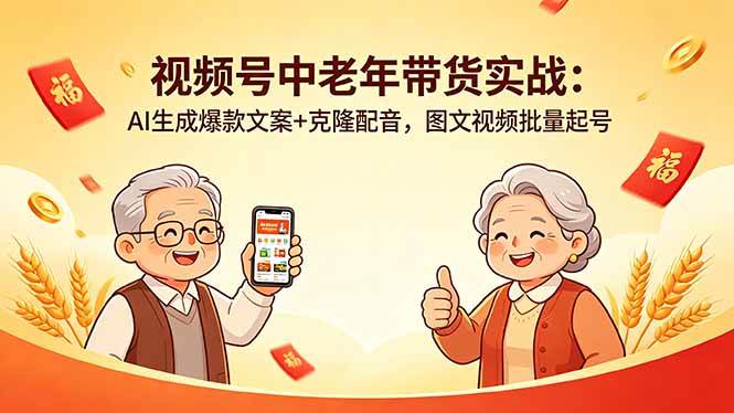 （18396期）视频号中老年带货实战：AI生成爆款文案+克隆配音，图文视频批量起号-e家网