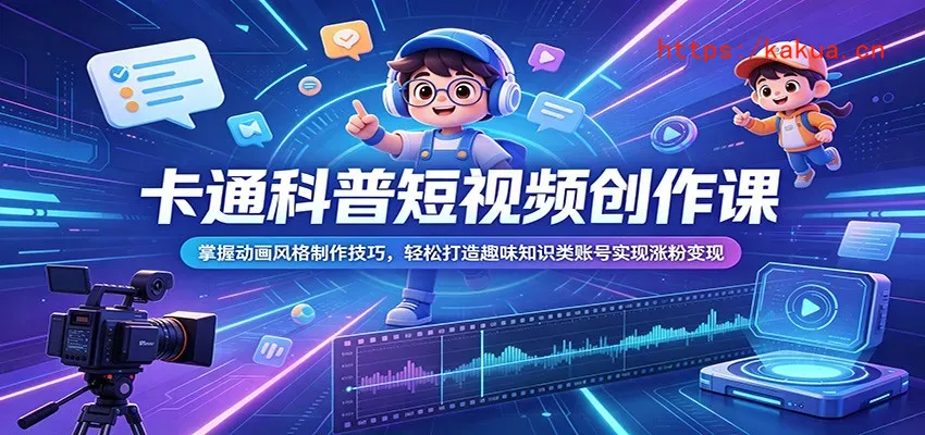 卡通科普短视频创作课：掌握动画风格制作技巧，轻松打造趣味知识类账号实现涨粉变现-e家网