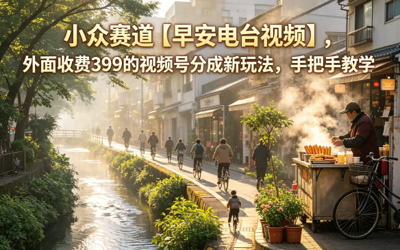 小众赛道【早安电台视频】，外面收费399的视频号分成新玩法，手把手教学-e家网