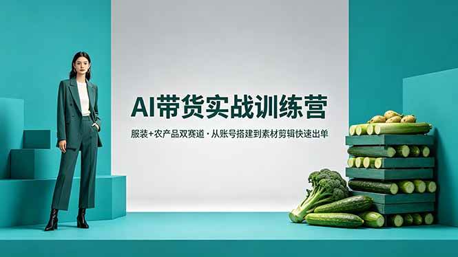 （18355期）AI带货实战训练营，服装+农产品双赛道，从账号搭建到素材剪辑快速出单-e家网